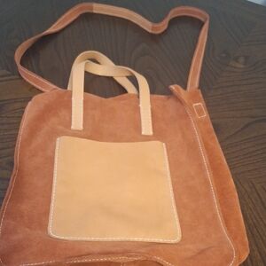 Elegant Tan Suede Shoulder Bag fair child BALDWIN NEWYORK